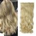 SEGO 27 inch/68 cm Clip in Hair Extensions One Piece 5 Clips Hairpiece Curly Wavy Synthetic for Women Bleach Blonde