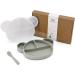 Suction Silicone Baby Plate with Lid, Spoon & Divided Sections - BPA Free & Dishwasher Safe - Toddler Self Feeding Dinnerware Set in Light Green - Buy Online on GoSupps.com