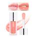 Prreal Tinted Lip Oil Plumping Lip Gloss Hydrating Lip Glow Oil Lip Care Moisturizing Clear Toot Lip Oil for Dry Lips Nourishing Water Glossy Glass Lip Oil Gloss Non-Sticky Shine Lip Tint (Pink)