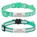Senristar personalized 2 pack of reflective cat collar custom breakaway cat collars with name shield and bell anti-losing name tag cat collar for girls & boys neck: 20-28 cm green green