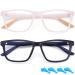 Kids Blue Light Blocking Glasses for Boys Girls Lightweight TR Computer Gaming Eyeglasses Frames Anti Eyestrain Dark Blue+light Pink