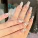 24pcs Square Stick on Nails Long Press on Nails French False Nails Removable Glue-on Nails Fake Nails Acrylic Full Cover Nails Women Girls Nail Art Accessories (Gradient) 0208Y88