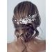 Vakkery Bridal Wedding Hair Comb Silver Pearl Hair Clips Hairpieces Flower Bridal Hair Accessories for Women and Girls