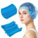COOBL 100 PCS Disposable Anti-Dust Protective Hair Net Disposable Bouffant Caps for Hospital salon Catering laboratory Blue 19 In