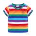 Mud Kingdom Little Boys T-Shirts Rainbow Stripe 18-24 Months Green Rainbow Short Sleeve