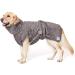 Lills Dog Waded 100% Organic Cotton Bathrobe - Extra Absorbent Stone Gray (Size M: 55 cm Back Length) - International Shipping - Buy Online on GoSupps.com