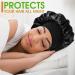 BIZBUY 3 Pack Satin Bonnet Hair Bonnet for Sleeping Night Hair Sleeping Caps with Wide Elastic Band Silk Bonnet is Suitable for Long Straight and Curly Hair. Black+Red+Purple - Buy Online on GoSupps.com