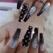 Lckiioy Black Gradient Applique Diamond False Nails Detachable Press on Nails Glitter Diamond Nails Nail Art - Buy Online on GoSupps.com