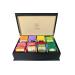 Indianteacompany ITC Luxury Wooden Black Tea Chest Caddy 8 Compartment with Cream Velvet with 80 Twinings Individually Wrapped Tea Bags
