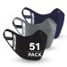 Safe+Mate x Case-Mate - Cloth Face Mask (51 Pack) Washable & Reusable - Adult S/M - Cotton - Includes Filters - Black/Navy/Gray 51 Pack - Black/Navy/Gray 1 Count (Pack of 51)