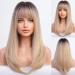 Oefei Long Straight Blonde Wig with Bangs & Dark Roots - 19 Synthetic Hair Wig for Women - Perfect for Daily Wear Parties & Cosplay - Buy Online on GoSupps.com