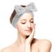 Women's Spa Bowknot Headband - Coral Fleece Makeup & Hair Band | Elastic Cosmetic Headwrap for Shower & Skincare (Gray) - Buy Online on GoSupps.com