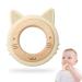 Natural wood and cat silicone bite ring accommodation and gripping toy baby toy bite ring as a birth gift- wooden toy sustainable bisphenol A (BPA) free no harmful substances