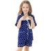 SWOMOG Kids Satin Pyjamas Set | Short Sleeve Silk Nightwear | 2 Piece Lounge Set | 4-5 Years | Navy Blue Dot - Buy Online on GoSupps.com