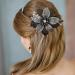 Campsis Flower Bridal Hair Barrette with Black Rhinestones - Handmade Crystal Hair Clip for Wedding, Prom, Bridesmaids - Buy Online on GoSupps.com