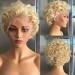 afsisterwig Short Pixie Cut Disposable Curly Styled Bob Wig 613 Blond Hair Glueless Brazilian Virgin Human Hair Lace Front Wigs Pix Style Pre Plucked Hairline with Baby Hair(13X4 613 Blonde)
