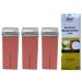 Waxing Kit Professional Roll On Pink Wax with Strips (4 Pack) Hair Removal Wax Cartridge Depilatory Wax Roller with 100 Non-Woven Waxing Strips (3 Wax Cartridges & 1 Pack Strips)