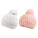XIAOHAWANG Causal Winter Baby Boys Knit Hat Twist Infant Toddler Hats Kids Girls Pompom Cap 0-3 Years 1-3 Years White+Pink