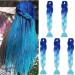SEGO 5 Pieces Hair Braid Extensions Ombre Colors Braiding Hair Extensions Crochet 2 Tones 24" Dark Blue & Light Blue