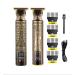Vintage Beard & Hair Trimmer Set with LCD Display 4 Guide Combs Gold/Black
