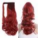 iLUU Wrap Around Ponytail Hair Extensions Long Curly Wavy Magic Paste Ponytial Hair 18Inch Bright Red Synthetic Binding Pony Tails (100g 130M Bright Red) #130M-bright red