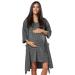 Zeta Ville Women's Maternity Nursing Nightie Nightdress Robe Set 1343 10 Graphite