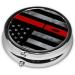 Firefighter Axe Red Line Flag Pill Box | Portable 3-Compartment Metal Container for Travel | Must-Have Mini Storage Solution - Buy Online on GoSupps.com