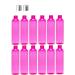 4 Ounce Cosmo Round Bottles, PET Plastic Empty Refillable BPA-Free, with Matte Silver Press Down Disc Caps (Pack of 12) (Pink)