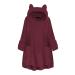 Bigfanshu Womans Tops Fleece Cat Ear Plus Size Long Sleeve Hoodie Pocket Top Sweater Blouse Wine