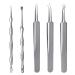 SGNEKOO Professional Facial Milia Removal Tool and Blackhead Extractor Double Ended Needle and Tweezers and Earpick 5pcs Kit Whitehead Blemish Zit and Pimple Acne Remover Popper (EWK5P)
