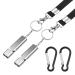 Bizoerade 2 pieces stainless steel emergency pipe double tubes high decibel signal pipe with lanyard and keychain for camping hunting sport dog training black