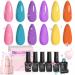 Beetles Gel Nail Polish Kit-6 Pcs Midsummer Dream Glitter Red Purple Yellow Gel Polish Summer Gel Polish Soak Off Nail Lamp Gel Polish Gifts for Women Manicure Kit