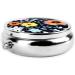 Beautiful Colourful Flowers Round Pill Box | 3-Compartment Portable Organizer for Travel & Purse - Buy Online on GoSupps.com