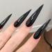 Solid Color Press on Nails (Black) Stilitto Long Glossy 24PCS Gift for Women and Girl from QQPPOLIU