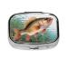 Fish Printing 2 Compartment Small Pill Case Cute Small Pill Box Purse Pill Boxs Travel Pill Organizer for Pocket Purse and Travel Gifts