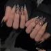 Justotry 24-Piece Black Butterfly Coffin Nails - Elegant Press-On Ballerina Nails with Jewels for Women - Buy Online on GoSupps.com