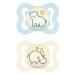 MAM SUPREME Night Schnuller in the 2 Set bright baby pacifier for healthy dental and maxillofacial development prevents skin irritation with pacifier box 0-6 months bear/hippopotamus blue/beige-tartrosa 0-6 months/night