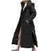 oelaio Long Winter Coats for Women with Fur Hood Heavyweight Full Length Maxi Puffer Long Coat Quilted Outerwear Black Medium