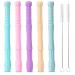 Tronphy Teething Tubes for Baby 5 Pack Hollow Teether Tubes Soft Silicone Teether Toy Chew Straw Toy for Babies 3-12 Months with 2 Cleaning Brushes