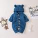 Knitted Hooded Romper Bodysuit | Baby Boy Girl Clothes | Long Sleeve | Fall Winter Jumpsuit | Blue Hairball | 0-6 Months - Buy Online on GoSupps.com
