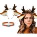 LaVenty Luxury Furry Reindeer Headband Deer Horn Ears Headband Deer Animal Costume for Halloween Yellow