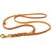 COPCOPET-fat leather line for dogs-3-way adjustable dog leash made of soft leather with carabiners & fittings made of brass-braided lead leash 100% handmade in Germany (2.80 m x 20mm | Cognac) 2.80 m x 20 mm cognac