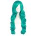 MapofBeauty 24 Inch/60cm Charming Synthetic Fiber Long Wavy Hair Wig Women's Party Full Wig (Dark Teal Green) Dark Turquoise
