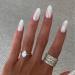 Canvalite Press on Nails Almond White Chrome Nails Press on Glossy Gel Press on Nails Medium  Polish-Free Reusable Glue On Nails in 12 Sizes 24PCS with Adhesive Tabs Chrome White