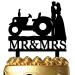 Funny Wedding Cake Topper - Groom and Bride Kissing Beside The Tractor - Farmer Wedding Cake Topper Southern Style Wedding Cake Topper (Tractor)