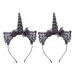 Lurrose Unicorn Headband 2 Pieces Unicorn Birthday Headband with Cat Ears for Halloween Christmas Easter Party Black