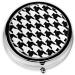 Houndstooth Black Mini Round Pill Box | 3 Compartment Travel Pill Organizer | Portable Medicine Case for Home & Office - Buy Online on GoSupps.com