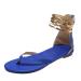 XTZYGLFD Fashion Summer Women Sandals Thong Flat Roman Style Ankle Ring Lightweight Casual Women Summer Fashion Sandals Blue 5.5 UK