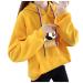 Bigfanshu Women's Dresses Autumn Hoodies Character Print I Hate Morinings Sweatshirt with Pocket Yellow