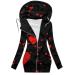 oelaio Full Zip Hoodie Women Lightweight Mini Bodycon Sweatshirt Dress Fall Coat Vintage Print Tunic Sweatshirts Jacket Red#36 Medium